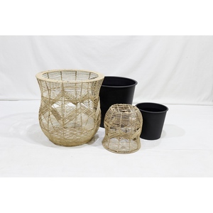 <b>Plastic</b> Flower Pot Set Minimalist Modern Design Lightweight Hand Carved Floor <b>Planters</b> for Home & Hotels Decor - Product Image 2