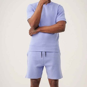 Ensembles T-shirt et short d'été pour hommes 2026, 100 % coton tissé, coupe classique, streetwear, prix abordable, avec logo personnalisé - Product Image 1