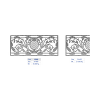 Section de balustrade classique en fer forgé, insert de fin de clôture circulaire, balustre de luxe pour villa avec motif feuillage et lumière latérale
