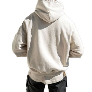 Sweat-shirt à capuche zippé noir pour homme, coupe classique, en molleton de coton écologique, style streetwear décontracté, motif lettres, avec poches - Product Image 2
