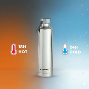 Premium <b>Metal</b> Water Bottle Vacuum Insulated Cold Hot Beverage Flask Reusable Stainless Steel Canteen Gray Lid Loop Sports Travel - Product Image 2