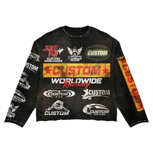 เสื้อยืดแขนยาว Custom Worldwide Racing สีดำ พิมพ์ลายแบบ Sublimation สไตล์สตรีท คอกลม ทรงปกติ ระบายอากาศได้ดี ผลิตจากโพลีเอสเตอร์ - Product Image 2
