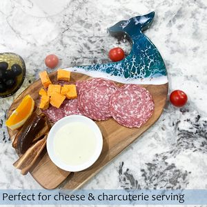 Serving Board - Acacia Wood with Ocean-Inspired Epoxy Cute Charcuterie Cheese Tray, Unique Kitchen Décor, Cutting Board - Product Image 2