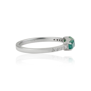 Best Selling Octagon Cut 100% Genuine <b>Emerald</b> & Round Diamond 925 Sterling <b>Silver</b> Handmade Fine Jewelry <b>Ring</b> - Product Image 5