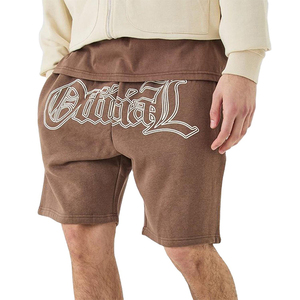 Shorts en coton noir pour homme avec découpes étoiles blanches, taille élastique, design géométrique décontracté, séchage rapide, tissu tricoté respirant - Product Image 4