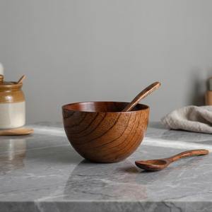 Élégants ensembles de bols et plateaux de service faits à la main en bois d'acacia ou de manguier, écologiques, pour les événements de mariage, la salle à manger à domicile, la vaisselle - Product Image 1