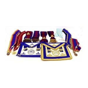 Delantal Premium Personalizado de Past Master de la Francmasonería Azul con Flecos de Hilo Dorado y Borde de Terciopelo, Delantal de Past Master de la Francmasonería Azul OEM de Fábrica - Product Image 5