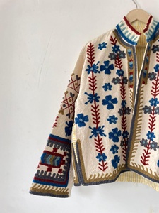 Traditional Suzani Inspired Velvet <b>Jacket</b> <b>Women</b> Blue Floral Embroidery Ethnic Vintage <b>Spring</b> Outerwear - Product Image 4