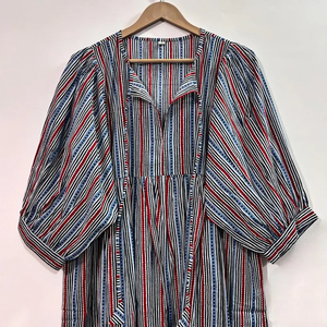 Vestido Casual Midi para Mujer, Tejido 100% Algodón, Liso, Manga Corta, Cintura Imperio, Estilo Babydoll, Cuello en V, Holgado, Funcional - Product Image 5