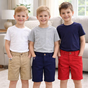 Shorts <span class=keywords><strong>chino</strong></span> tissés respirants pour enfants, en coton extensible, décontractés, avec logo personnalisé, OEM ODM, vente en gros d'usine, pour l'été - Product Image 1