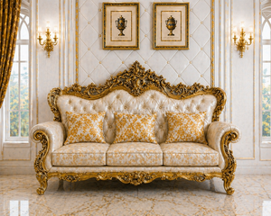 Ultra-Luxury Hand-Carved Gold Finish <b>Square</b> Wood Palace Sofa <b>Set</b> Modern Living Room Furniture Elegant 5-Seater Sofa Chair <b>Set</b> - Product Image 2