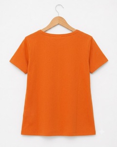 Camiseta de Mujer Talla Grande con Logotipo Naranja, 100% Algodón, Manga Corta, Cuello Redondo, Tejido de Punto, Informal, para Verano - Product Image 2