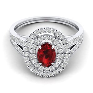 Anillos de Halo de Diamantes con Certificación IGI de Oro Sólido de 14K Personalizados REYES para Mujer, Impresionante Corte Ovalado, Gema de Granate de 0.75Ct, Joyería - Product Image 5