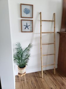 High Quality Vietnam Export Eco-Friendly Classic Rectangle Bamboo <b>Ladder</b>-Multifunctional Bathroom Kitchen Towel Rack Plant Stand - Product Image 1