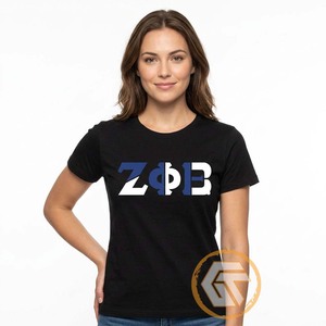 GREEK TREASURES เซต้า ฟิ เบต้าเสื้อยืดผู้หญิงเครื่องแต่งกายลำลองคุณภาพสูงระบายอากาศได้ดี 100% ผ้าฝ้าย O-Neck - Product Image 1