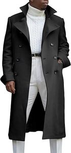 Manteau long élégant pour homme à double boutonnage, léger et résistant à l'eau, pour l'hiver, idéal pour les occasions formelles et le style décontracté - Product Image 3