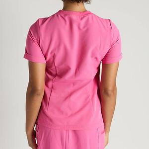 Women Green V-Neck Scrub Set Cotton Polyester Canvas Woven Hospital Uniforms Pants Pockets Needle Detection GLOWING NEON - Product Image 2