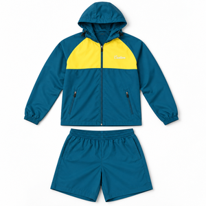 Fournisseur OEM ODM de survêtements sportifs en nylon coupe-vent pour hommes, sweats à capuche color block, shorts, vestes zippées oversize, imperméables et personnalisables - Product Image 2
