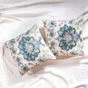 Decorative Throw <b>Pillow</b> Cover Soft Cotton Embroidered Cushion Cover, Couch <b>Sofa</b> Living Room <b>Pillow</b> Case 18 X 18’ - Product Image 1