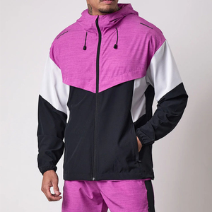 Men's Lightweight Summer Sports Running Outfit Custom Logo 3-Piece Tracksuit Breathable Skinny Color Jacket and Shorts <b>sets</b> - Product Image 5
