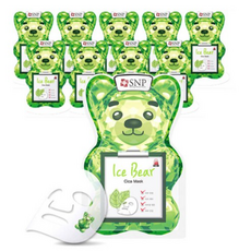Maschera viso SNP Ice Bear Cica in tessuto, confezione da 10 o 7 pezzi, sconto, idratante, ingrediente principale Centella, maschera viso alle erbe - Product Image 1