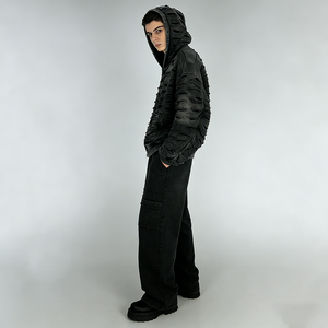 เสื้อฮู้ดซิปหนาแบบ Heavyweight ปักโลโก้ตามสั่ง ดีไซน์วินเทจขาดๆ แบบ Distressed 100% - Product Image 4