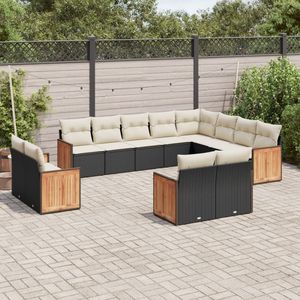 Set Divano da Giardino Regolabile a 12 Pezzi in Rattan PE Nero - Product Image 1