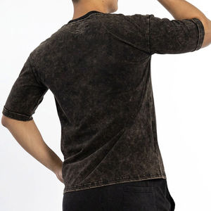 เสื้อยืดผู้ชายฟอกสีลายกรดแบบวินเทจสำหรับผู้ชายเสื้อยืดซักด้วยกรดผ้าฝ้ายแบบปรับแต่งได้น้ำหนักมาก - Product Image 5