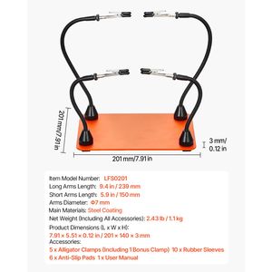 Station de soudage à trois mains magnétiques avec 4 bras flexibles, outil de troisième main avec pinces crocodiles, en acier robuste antidérapant B - Product Image 4