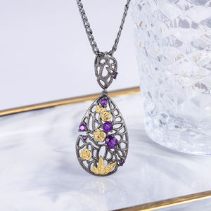 Ensemble de bijoux vintage unisexe en or massif 18 carats avec pendentif en forme de larme en diamant naturel, boucles d'oreilles et bague, cadeau tendance - Product Image 3