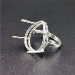 2026 Bague en argent sterling 925 plaqué, avec cabochon poire 8x10mm, à personnaliser, pour la fabrication de bijoux en gros - Product Image 3