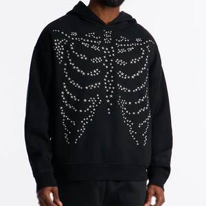Sudadera con Capucha Negra para Hombre con Estampado de Estrellas, Sudadera Gráfica Casual Estilo Urbano, Fabricante Mayorista - Product Image 2