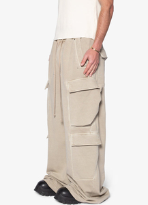 Wholesale Custom Streetwear Heavyweight 500 GSM 100% Cotton Plain Wide Leg Sweatpants <b>Men</b> Baggy Cargo <b>Sweats</b> <b>Pants</b> - Product Image 4