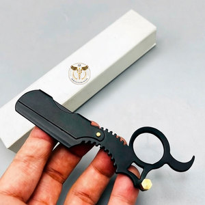 Rasoir de sécurité professionnel pliable en acier inoxydable noir, rasoir manuel à lame remplaçable, outil de salon de luxe - Product Image 5