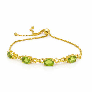 925 Sterling Silver Infinity Peridot <b>Bracelet</b> <b>Gold</b> Plated Adjustable Designer Fashion Jewelry - Product Image 3