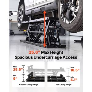 Sollevatore Auto Portatile da 5000 Libbre con Altezza Massima di 25,6 Pollici, 4 Cuscinetti in Gomma e Ruote con Pompa Pneumatica, Sollevamento Rapido da 4 Pollici - Product Image 3