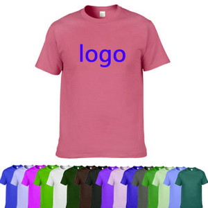 T-shirt décontracté en coton avec logo personnalisé, unisexe, col rond, manches courtes, uni, multicolores, impression OEM, vente en gros, commande en gros B2B - Product Image 2