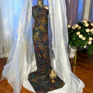 Somali ชุดเดรสออกงานสำหรับผู้หญิงผ้าแจ็คการ์ดลายดอกไม้ผ้ากำมะหยี่ดีไซน์แบบอินเดียสำหรับเจ้าสาว - Product Image 5