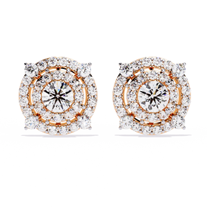 Fashion Designer Round Cut Lab Grown Diamond 14K Gold IGI Certified <b>Earring</b> <b>Tops</b> for Gift Party & Anniversary - Product Image 2