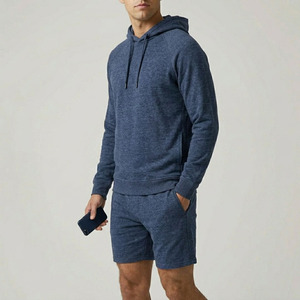 Oversize Men's Sweat Hoodie Shorts Set Mid Elastic Waist Pullover Full Sleeve Hoodie Two Piece Fleece Shorts Set Men - Product Image 4