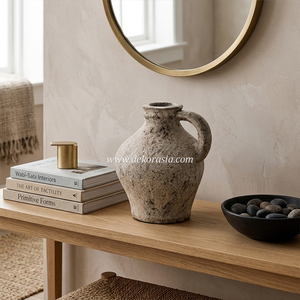 Antique <b>Ceramic</b> Terracotta <b>Vase</b> Cream Rustic Color Tabletop <b>Vase</b> Decorative for Home Decor Hotel and Resort - Product Image 3