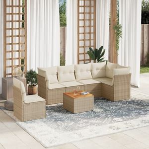 Conjunto de Sofás de Jardín de Ratán Beige para 6 Personas, Muebles de Exterior Resistentes a la Intemperie, Diseño Contemporáneo - Product Image 3