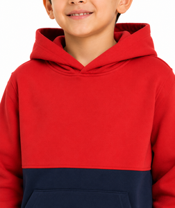 Sudadera con Capucha Livster para Bebés Niños, Diseño Color Block, Mezcla de Algodón y Felpa, Secado Rápido, Rojo, Azul Marino, Informal, Larga - Product Image 4