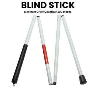 <b>Blind</b> <b>Stick</b> White with Black and Red Grip Portable Walking Aid for Vision Impaired Users - Product Image 5