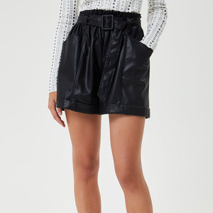 2026 Custom Women Breathable 100% Leather made Sublimation Shorts with <b>Drawstring</b> Feature Women Leather Shorts for Sale - Product Image 1