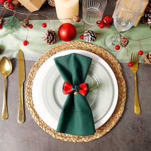 Porte-serviettes nœud rouge faits main avec clochette pour Noël, dîner, banquet, mariage, repas festifs - Product Image 6