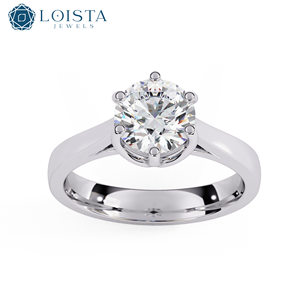 Round Lab-Grown <b>Diamond</b> <b>ring</b> Engagement <b>Ring</b> In White Gold Prong Set Princess Solitaire <b>Ring</b> For Party & Wedding - Product Image 2