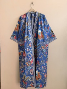 Bata de algodón con estampado floral para mujer, manga larga, largo completo, ropa informal, ropa de dormir - Product Image 5