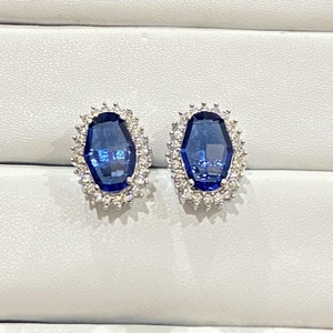 Pendientes de Oro Blanco de 14K con Piedras Coloridas AAA, Joyería para Bodas y Fiestas, Regalo para Ella, Precio al por Mayor - Product Image 2