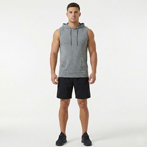 Débardeur de sport sans manches pour homme avec poche kangourou, 100 % coton, séchage rapide, respirant, vente en gros - Product Image 4